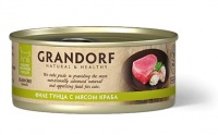 Grandorf  консервы для кошек, филе тунца с мясом краба - 6 штук по 70 грамм