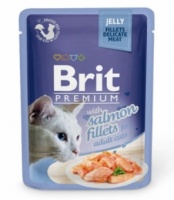 Брит Премиум Паучи для кошек Jelly Salmon 82% мяса филе лосося в желе (упаковка 85 гр х 24 шт)