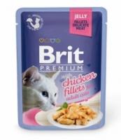Брит Премиум Паучи для кошек Jelly Chiсken 82% мяса куриное филе в желе (упаковка 85 гр х 24 шт)