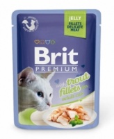 Брит Премиум Паучи для кошек Jelly Trout 82% мяса форели в желе (упаковка 85 гр х 24 шт)
