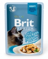 Брит Премиум Паучи для кошек Gravy Chiсken 82% мяса куриное филе в соусе (упаковка 85 гр х 24 шт) 