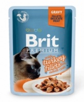 Брит Премиум Паучи для кошек Gravy Turkey 82% мяса филе индейки в соусе (упаковка 85 гр х 24 шт)