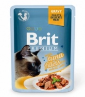 Брит Премиум Паучи для кошек Gravy Tuna 82% мяса филе тунца в соусе (упаковка 85 гр х 24 шт)
