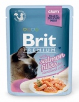 Брит Премиум Паучи для стерилизованных кошек Gravy Salmon 82% мяса филе лосося в соусе (упаковка 85 гр х 24 шт)