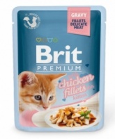 Брит Премиум Паучи для котят Gravy Chiсken 82% мяса куриное филе в соусе (упаковка 85 гр х 24 шт)