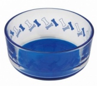 Миска стеклянная с рисунком "Косточки" , 0.4 л/ф 12 см, синий