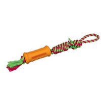 Игрушка Denta Fun цилиндр на веревке, 7 см/51 см, натуральная резина, хлопок, цвет в ассортименте