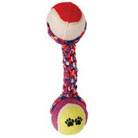 Игрушка для собак "Веревка, 2 мяча", d65/200мм