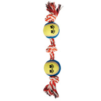 Игрушка для собак "Верёвка, 3 узла и 2 мяча", d65/350мм
