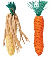 TRIXIE 6192 Набор игрушек д/грызунов "Морковь и Кукуруза", сизаль 15см*2шт
