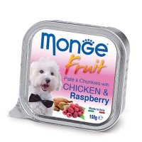 Monge Fruit Line Dog Chicken Raspberry паштет для собак с аппетитными кусочками мяса, фруктов и ягод, курица с малиной 100 гр