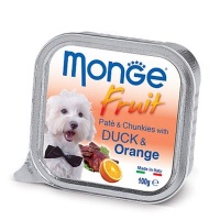 Monge Fruit Line Dog Duck Orange паштет для собак с аппетитными кусочками мяса, фруктов и ягод, утка с апельсином 100 гр