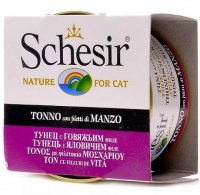 С141 Schesir Шезир консервы для кошек, Тунец/говядина 85 гр