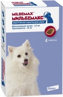 Elanco Мильбемакс антигельминтик жевательный для щенков и маленьких собак 4 таблетки 2,5/25мг 