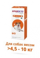 Intervet Бравекто капли спот-он от блох и клещей для собак  4,5-10 кг 250 мг (Защита 2 месяца) (1 пипетка)