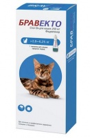Intervet Бравекто капли спот-он от блох и клещей для кошек 2,8 - 6,25 кг 250 мг (Защита 2 месяца)