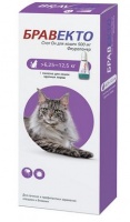 Intervet Бравекто капли спот-он от блох и клещей для кошек 6,25 - 12,5 кг 500 мг (Защита 2 месяца)