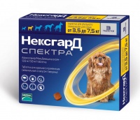 Фронтлайн НексгарД Спектра таблетки жевательные от клещей, блох и глистов для собак 3,5-7,5 кг (Защита 1 месяц) (3 таблетки)