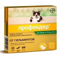 Bayer Профендер капли на холку от гельминтов для кошек до 2,5 кг (2 пипетки)