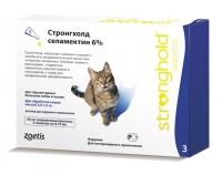Zoetis Стронгхолд 45 мг капли от блох, ушных и чесоточных клещей, гельминтов для кошек 2,6 - 7,5 кг (3 пипетки х 0,75 мл)