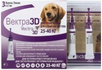 Вектра 3D капли от блох, клещей и комаров для собак от 25 - 40кг (3 пипетки)