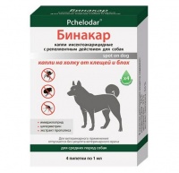 Пчелодар Бинакар для средних пород собак капли на холку от блох и клещей (1 пипетка на 10 кг)