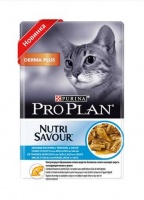 Purina Pro Plan Nutrisavour Derma Plus Про План паучи для взрослых кошек с чувствительной кожей с треской в соусе (Упаковка 85 гр х 24 шт)