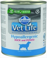 Farmina Vet life Dog Hypoallergenic Duck & Potato консервы для собак при пищевой аллергией или пищевой непереносимости, утка и картофель 300 гр