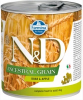 Farmina N&D Dog Ancestral Grain Boar & Apple консервы низкозерновые для собак, кабан с яблоком 285 гр