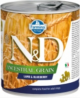 Farmina N&D Dog Ancestral Grain Lamb & Blueberry консервы низкозерновые для собак, ягненок с черникой 285 гр