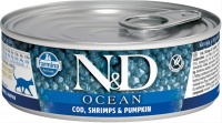 Farmina N&D Cat Ocean cod, shrimp & pumpkin консервы для кошек, треска, креветки и тыква 80 гр