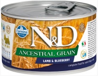 Farmina N&D Dog Ancestral Grain Lamb & Blueberry Mini консервы низкозерновые для собак мелких пород, ягненок с черникой 140 гр