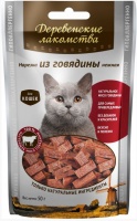 Деревенские лакомства для кошек Нарезка из говядины нежная 50 гр
