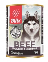 Blitz Dog Sensitive Beef Turkey консервы для собак с чувствительным пищеварением, говядина с индейкой