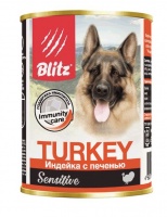 Blitz Dog Sensitive Turkey liver консервы для собак с чувствительным пищеварением, индейка с печенью