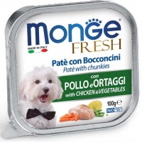 Monge Dog Fresh Line Pate and chunkies with chicken and vegetables консервы для собак курица с овощами