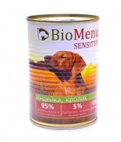 BioMenu Dog Sensitive Turkey and Rabbit Консервы для собак 95% - мяса с Индейкой и кроликом