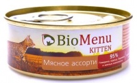 BioMenu Cat Kitten Meat Консервы для котят 95% - мяса мясной паштет Мясное ассорти