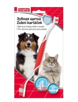 13226 Beaphar Двойная зубная щетка Toothbrush для всех пород собак и кошек