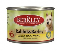 Berkley Dog Menu Rabbit Barley #6 Консервы для собак Кролик с ячменём