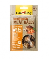 514826 GimDog Superfood Meat Balls chicken with Carrot and Flaxseed мясное лакомство для собак, Мясные шарики из курицы с морковью и семенами льна