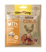 541723 GimDog Chicken Curls лакомства для собак, сыровяленые и сублимированные кусочки отборного филе цыпленка (спиральки)