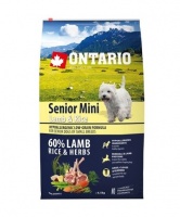 Ontario Dog Senior Mini Lamb Rice низкозерновой корм для пожилых собак мелких пород с ягненком и рисом