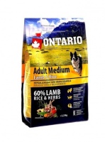 Ontario Dog Adult Medium Lamb Rice низкозерновой корм для собак средних пород с ягненком и рисом