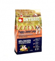 Ontario Dog Puppy Junior Large Chicken Potatoes низкозерновой корм для щенков крупных пород с курицей и картофелем