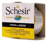 С136 Schesir Шезир консервы для кошек, Тунец/сурими 85 гр