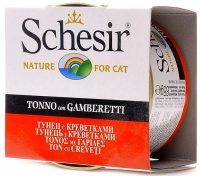 С138 Schesir Шезир консервы для кошек, Тунец/креветки 85 гр