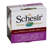 С179 Schesir Шезир консервы для кошек, Цыпленок/говядина/рис 85 гр