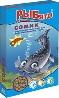 РЫБята `Сомик` гранулы  35 г   универсальный корм для донных рыб коробка + сюрприз (10шт/1уп)