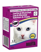 Bozita Feline Taste Jelly Salmon Clam Tetra Pak консервы для кошек кусочки в желе с лососем и мидиями 370 гр